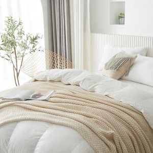 Neutral lightweight thin blanket throw